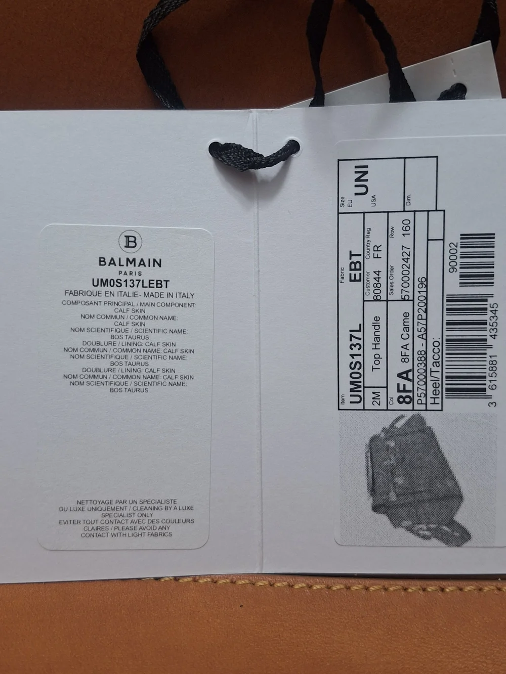 Balmain Paris Men's Tan Leather Satchel Bag